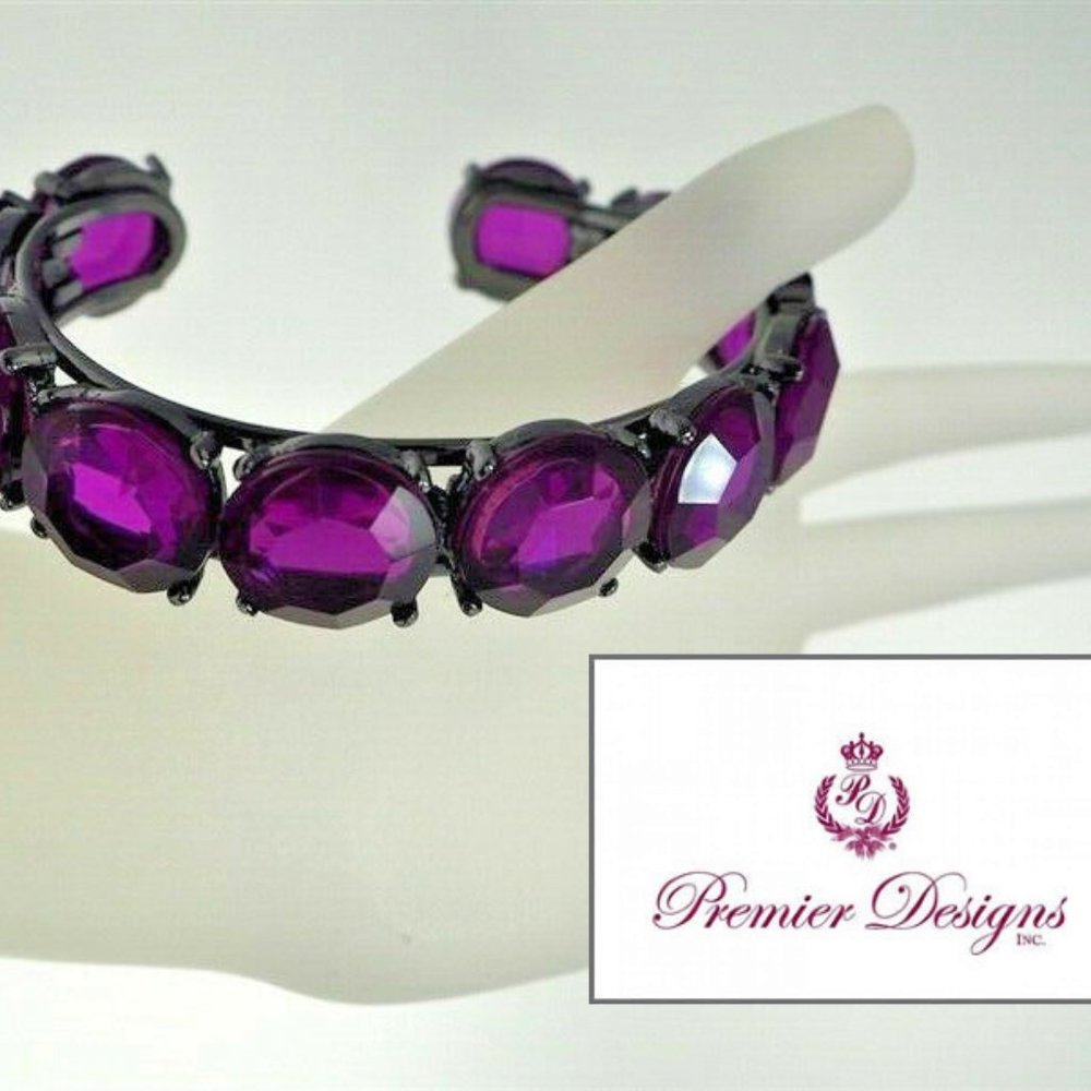 Premier Rocks Amethyst Purple Crystal Bracelet Cuf